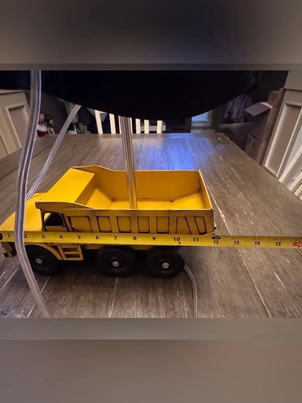 Pottery Barn Kids Yellow Dump Truck Lamp with Navy Blue Shade